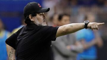 Soccer Football - Ascenso MX Final - First Leg - Dorados v Atletico San Luis, Banorte Stadium, Culiacan, Mexico - May 2, 2019 Dorados coach Diego Armando Maradona during the match REUTERS/Henry Romero