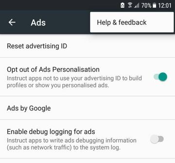 La función de Despersonalizar anuncios en Android
