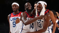 Tokyo 2020 Olympics - Basketball - Men - Semifinal - United States v Australia - Saitama Super Arena, Saitama, Japan - August 5, 2021. Draymond Green of the United States and Edrice Adebayo of the United States celebrate after the match REUTERS/Brian Snyd