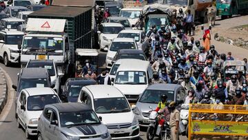 Vehicles queue in a long traffic jam at Delhi-Ghaziabad border after local authorities stopped vehicular movement except for essential services during an extended lockdown to slow the spreading of the coronavirus disease (COVID-19) in New Delhi, India, Ap