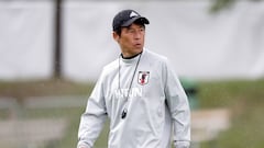 Japan's World Cup coach attends Real Madrid training session