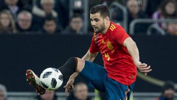 El defensa del Real Madrid, Nacho, durante un partido con Espa&ntilde;a.