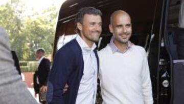 Luis Enrique y Pep Guardiola, en las jornadas de entrenadores de la UEFA.