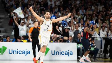 Facundo Campazzo, base del Real Madrid, celebra uno de sus aciertos.