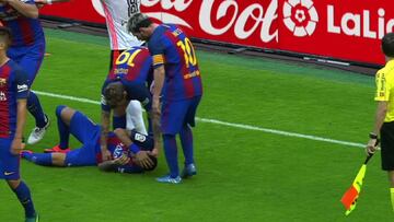 Terrible acto en Mestalla: botellazo a Neymar en el 2-3