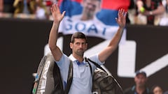 Serbia's Novak Djokovic acknowleges applauds by the supporters as he walks off the court after losing against Italy's Jannik Sinner.