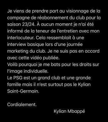 Comunicado de Mbapp contra el PSG