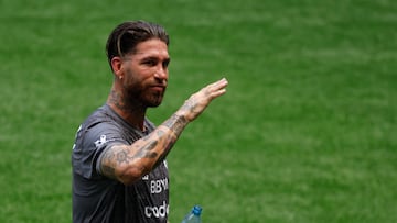 Soccer Football - Sergio Ramos is unveiled as new Monterrey player - Estadio BBVA, Monterrey, Mexico - February 9, 2025 New Monterrey player Sergio Ramos during a training session REUTERS/Daniel Becerril