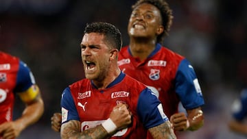Jugadores de Independiente Medellín en un partido de Liga BetPlay