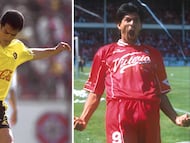 Carlos Hermosillo (izq) y José Saturnino Cardozo (der) durante partidos con el América y Toluca respectivamente.