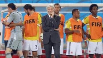 José Pekerman durante el encuentro ante Japón.