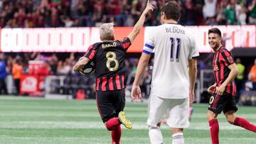Ezequiel Barco y Gonzalo Martínez celebrando un gol con Atlanta United