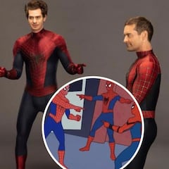 ¡Tom Holland, Andrew Garfield y Tobey Maguire recrean el meme de Spider-man!
