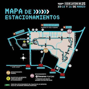 Mapa de estacionamientos del Vive Latino