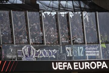 Sector del Reale Arena donde se encontraban los aficionados del Anderlecht.