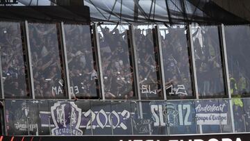 Sector del Reale Arena donde se encontraban los aficionados del Anderlecht.