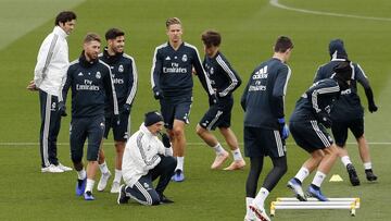 Solari, durante el entrenamiento de este s&aacute;bado del Real Madrid.