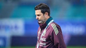 Duilio Davino of Mexico during the Quarterfinals first leg match between Honduras and Mexican National Team (Mexico) as part of the Concacaf Nations League 2024-2025 at Francisco Morazan Stadium on November 15, 2024 in San Pedro Sula, Honduras.