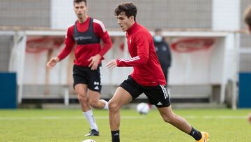 Manu Sánchez, entrenando en Tajonar