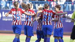 Las jugadoras del Atl&eacute;tico Femenino celebran el gol en el Vicente Calder&oacute;n. 