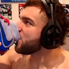 Cam Skattebo chugs energy drink straight from his cleat to celebrate 1K subscribers