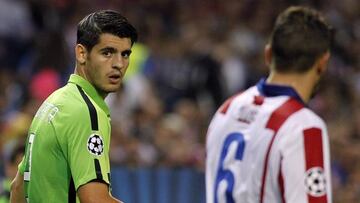 Morata, con la Juventus en el Calderón.