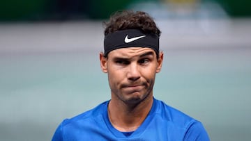 Rafael Nadal durante un partido del Masters100 en Paris.