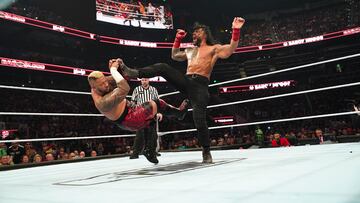 ATLANTA, GEORGIA - OCTOBER 5: Roman Reigns in action against Solo Sikoa during Bad Blood at State Farm Arena on October 5, 2024 in Atlanta, Georgia. (Photo by WWE/Getty Images)