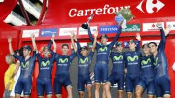 El Movistar, el mejor equipo del World Tour, gan&oacute; la crono de la Vuelta a Espa&ntilde;a en Jerez. 