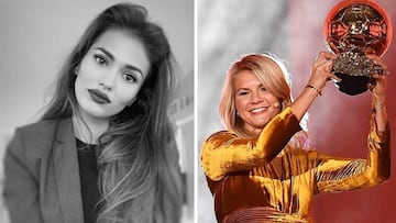 Imágenes de la actriz canaria Sara Sálamo posando y de la futbolista noruega Ada Hegerberg levantando el primer Balón de Oro femenino de la historia.