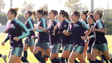 El Barcelona, ayer en el entrenamiento.