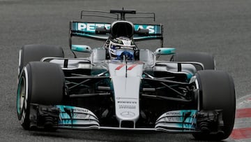 Mercedes&#039; Valtteri Bottas in action in Barcelona. REUTERS/Albert Gea