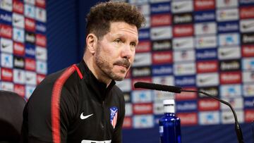 GRAF4594. MAJADAHONDA, 17/03/2018.- El entrenador argentino del Atlético de Madrid, Diego Pablo Simeone, durante la rueda de prensa en la Ciudad deportiva Wanda después del entrenamiento del equipo previo al partido de LaLiga correspondiente