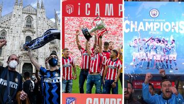Inter de Mil&aacute;n, Atl&eacute;tico de Madrid y Manchester City, campeones de Liga la temporada 2020-2021.