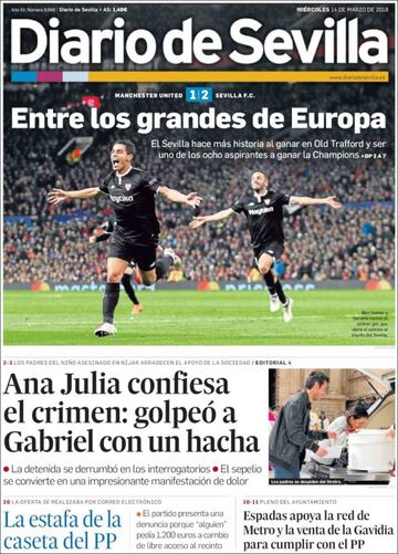 El Diario de Sevilla se enorgullece de la victoria del club andaluz: "Entre los grandes de Europa".