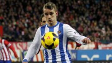 Griezmann, en un partido de la Real ante el Atlético.