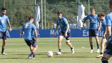 Jaime en un entrenamiento con el Deportivo.