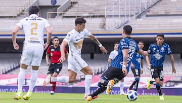 during the game Pumas UNAM vs Queretaro, corresponding to fourth round of the Torneo Apertura Grita Mexico A21 of the Liga BBVA MX, at Olimpico Universitario Stadium, on August 14, 2021.
<br><br>
durante el partido Pumas