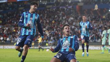 Illian Hernandez celebrates his goal 1-0 with Gustavo Cabral of Pachuca during the game CF Pachuca (MEX) vs FC Motagua (HON), corresponding to Round of 16 second leg match of the 2023 Scotiabank Concacaf Champions League, at Hidalgo Stadium, on March 16, 2023.
<br><br>
Illian Hernandez celebra su gol 1-0 con Gustavo Cabral de Pachuca durante el partido CF Pachuca (MEX) vs FC Motagua (HON), correspondiente al partido de Vuelta de octavos de final de la Liga de Campeones Scotiabank Concacaf 2023, en el Estadio Hidalgo, el 16 de Marzo de 2023.