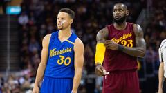 CLEVELAND, OH - DECEMBER 25: Stephen Curry #30 of the Golden State Warriors and LeBron James #23 of the Cleveland Cavaliers pause on the court during the first half at Quicken Loans Arena on December 25, 2016 in Cleveland, Ohio. NOTE TO USER: User expressly acknowledges and agrees that, by downloading and/or using this photograph, user is consenting to the terms and conditions of the Getty Images License Agreement. Mandatory copyright notice.   Jason Miller/Getty Images/AFP
 == FOR NEWSPAPERS, INTERNET, TELCOS &amp; TELEVISION USE ONLY ==