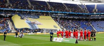 Una pancarta enorme con el rostro de Paloma se desplegó antes del Espanyol-Atlético del pasado curso en el RCDE Stadium.