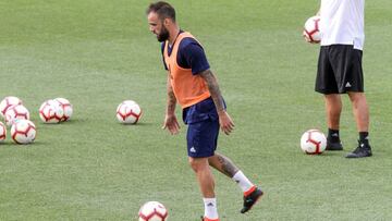 Edu Ramos, durante un entrenamiento con el Cádiz.