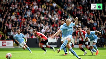 Haaland marca un gol con el Manchester City
