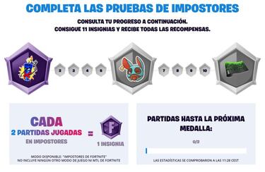 Pruebas de los Impostores en Fortnite: cómo conseguir recompensas gratis