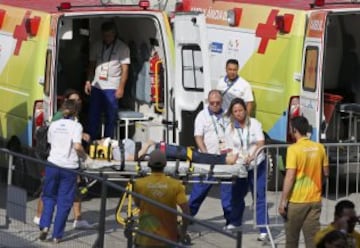 Dos personas resultaron heridas tras caer una 'spider cam' sobre el parque olímpico. La cámara estaba colgada de un cable y grababa las imágenes aéreas del recinto.