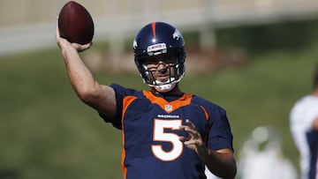 Denver Broncos quarterback Joe Flacco takes part in drills during the opening day of the team&#039;s NFL football training camp Thursday, July 18, 2019, in Englewood, Colo. (AP Photo/David Zalubowski)