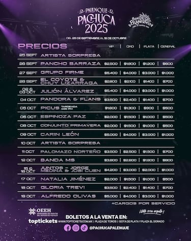 Feria de Pachuca 2025: cartelera del 1 al 5 de octubre