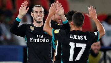 Bale y Lucas V&aacute;zquez celebran el gol del gal&eacute;s.