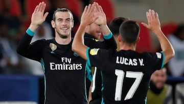 Bale y Lucas V&aacute;zquez celebran el gol del gal&eacute;s.