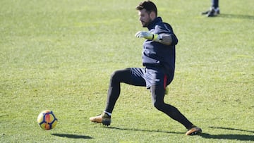 Herrerin, en un entrenamiento en Lezama